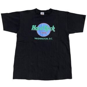 Vintage Washington DC Maryland Hard Rock Cafe Retro Neon Black Shirt  Size XL